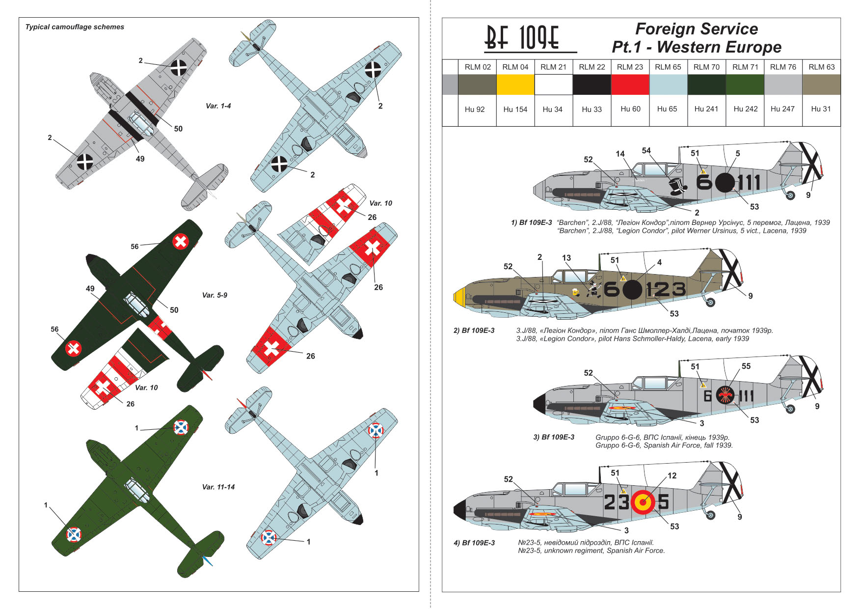 Armory Models Bf 109E obtisky 1/144 Pt.1 zahraniční