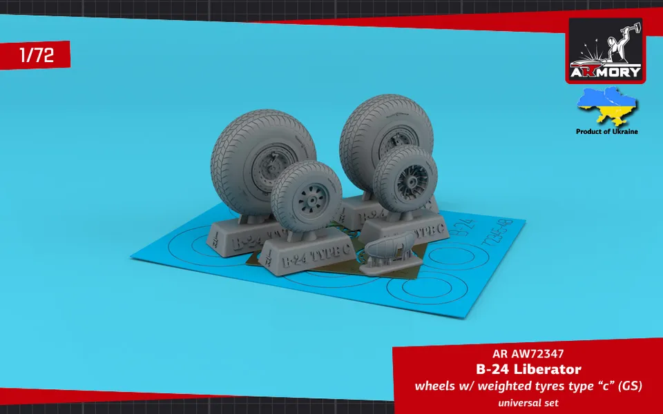 Armory Models B-24 Liberator kola 1/72 zatížená typ C