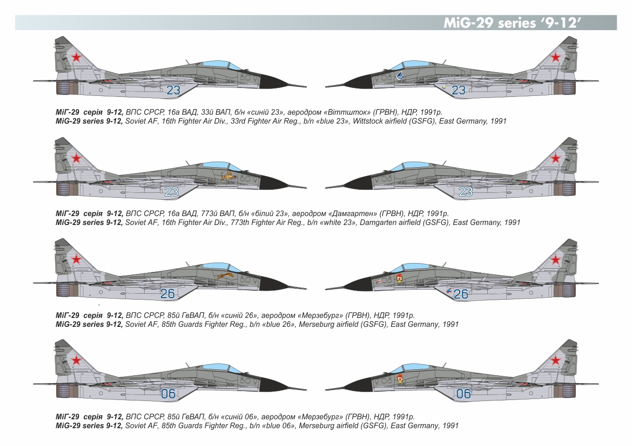 Armory Models MiG-29 9-12 obtisky 1/144 Last Soviet Fulcrums set 1