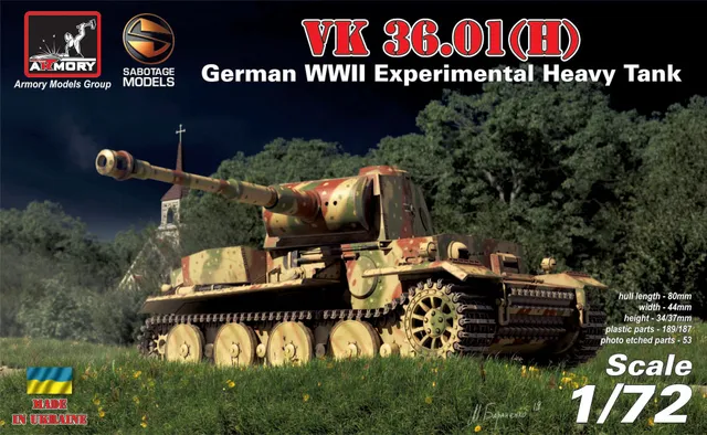 Armory Models VK 36.01(H) plastový model tanku 1/72 těžký