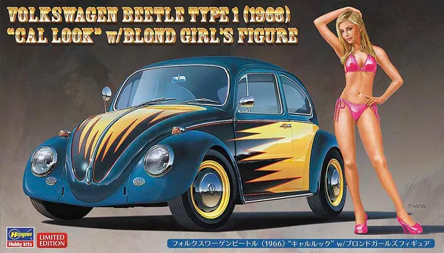 Hasegawa Volkswagen Beetle 1966 Cal Look 1/24 s figurkou