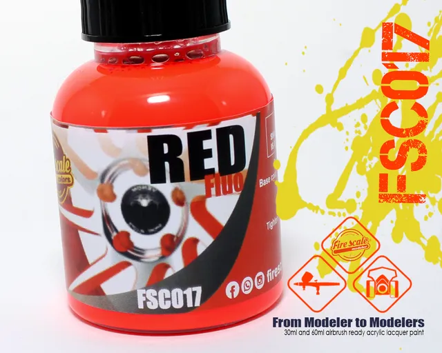 Fire Scale Colors Fluo Red airbrush barva 30 ml neonová