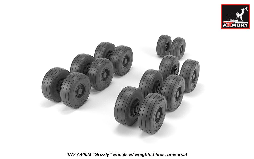 Armory Models A400M Grizzly 1/72 resinová kola zatížená