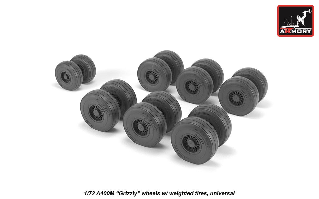 Armory Models A400M Grizzly 1/72 resinová kola zatížená