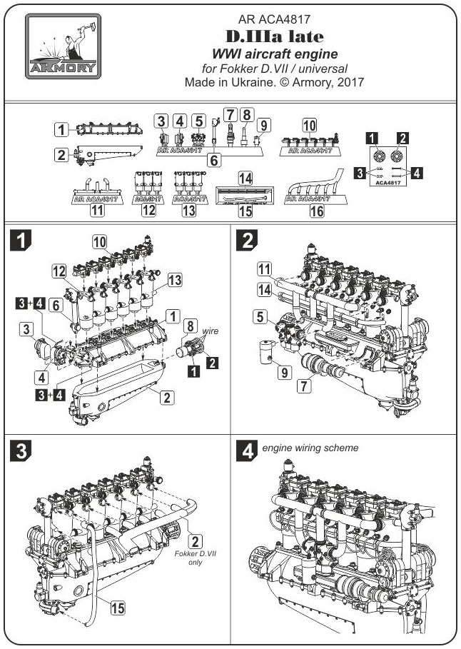 Armory Models 1/48 German WWI Aircraft Engine D.IIIa resinový motor