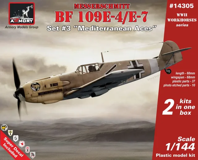 Armory Models Messerschmitt Bf 109E 1/144 obtisky Mediterranean Aces