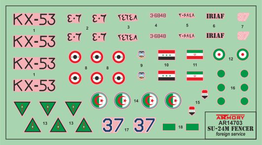 Armory Models Su-24M Fencer obtisky 1/144 zahraniční