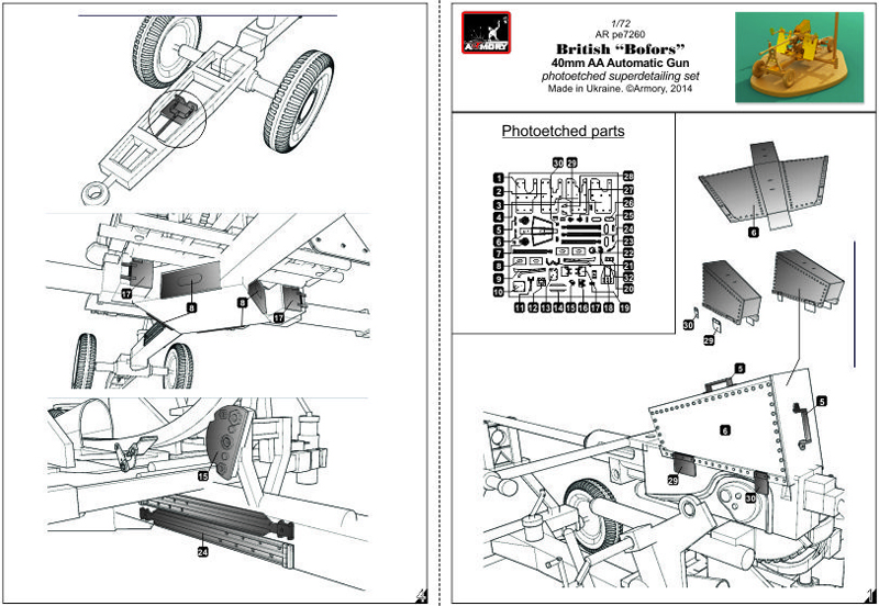 Armory Models 40mm Bofors L60 1/72 detailing sada resin