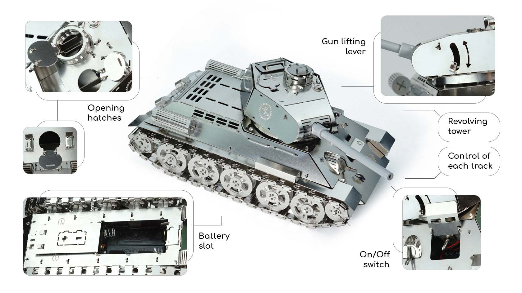 Time for Machine T-34 kovový RC tank stavebnice na ovládání