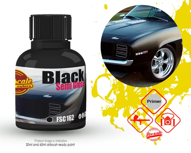 Fire Scale Modeler Black Semi Gloss laková barva 30ml pololesk
