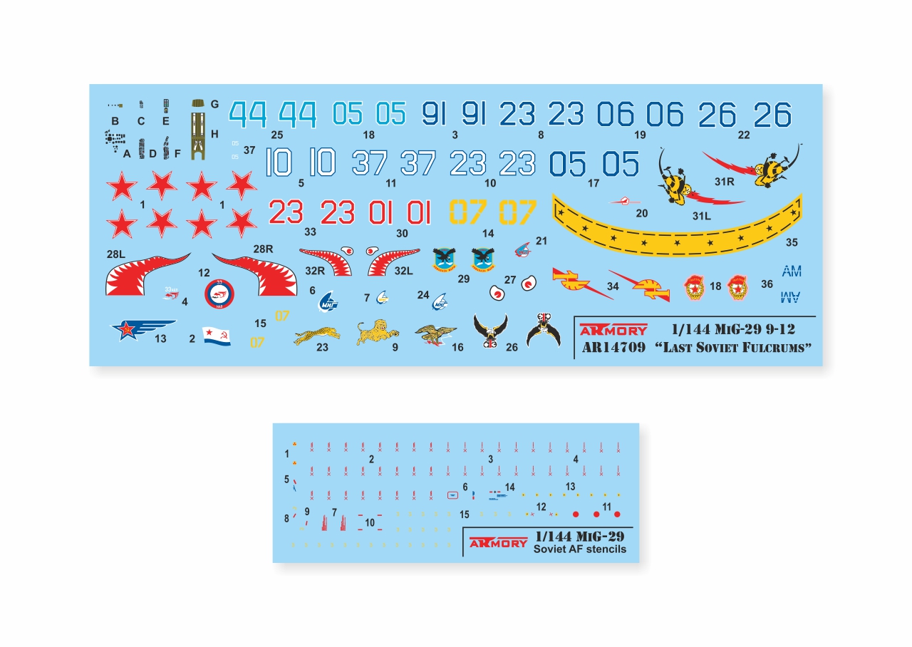 Armory Models MiG-29 9-12 obtisky 1/144 Last Soviet Fulcrums set 1