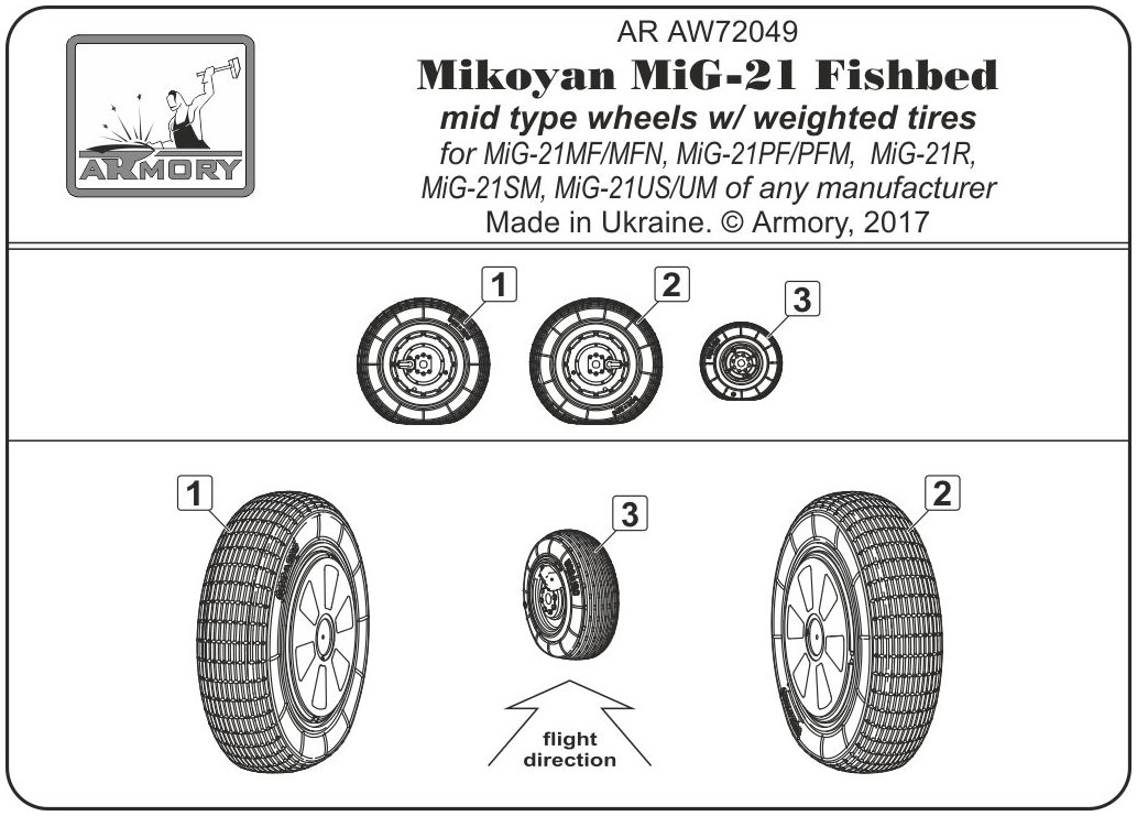 Armory Models MiG-21 Fishbed kola mid 1/32 zatížená