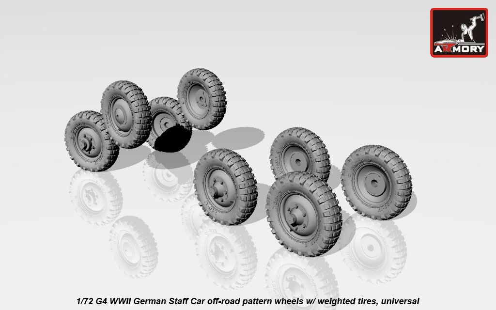 Armory Models Mercedes G4 resinová kola 1/72 zatížená