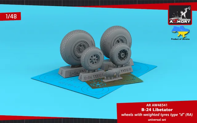 Armory Models B-24 Liberator kola 1/48 zatížená typ D