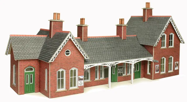 Metcalfe PO237 Country Station papírový model 00/H0 cihlový