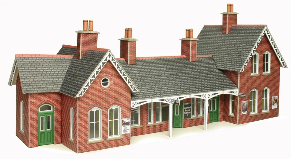 Metcalfe PO237 Country Station papírový model 00/H0 cihlový