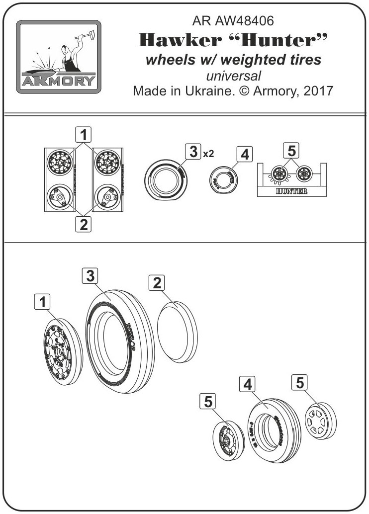 Armory Models Hunter 1/48 resinová kola zatížená podvozek