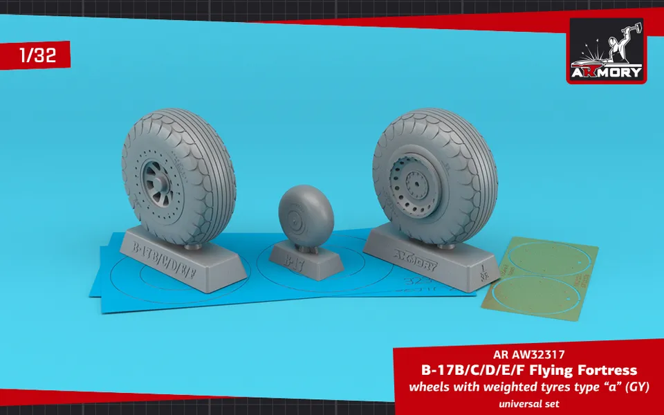 Armory Models B-17 1/32 kola typ A GY s lepty