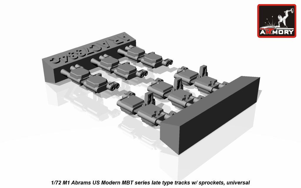 Armory Models M1 Abrams pásy 1/72 pozdní s koly