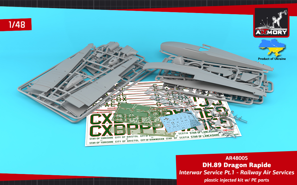 Armory Models 1/48 DH.89 Dragon Rapide obtisky Railway