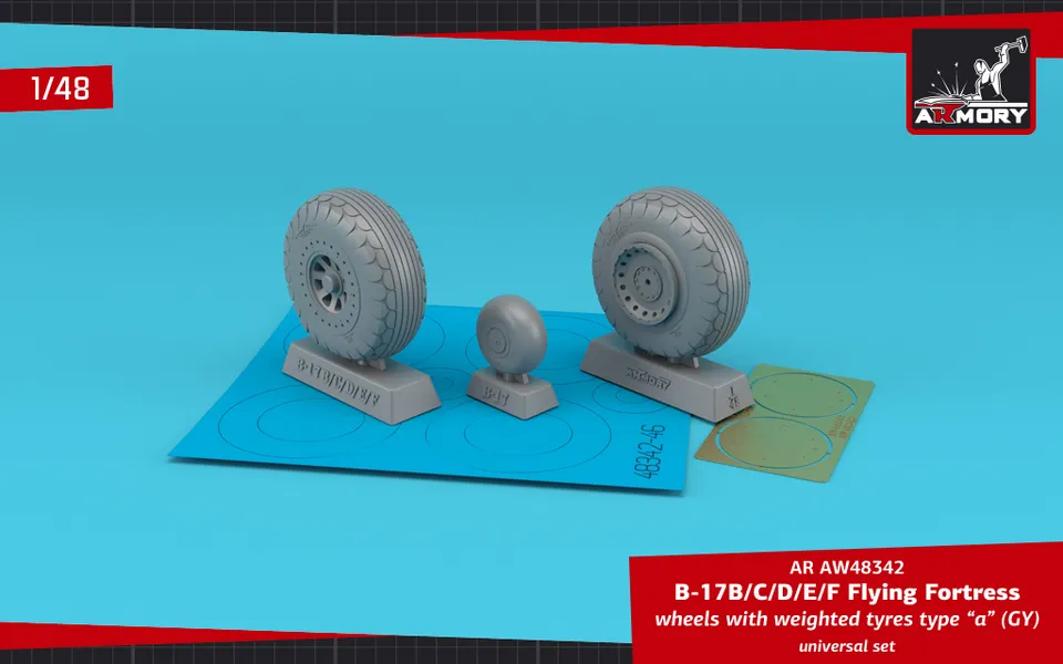 Armory Models B-17B/C/D/E/F Flying Fortress resinová kola 1/48 typ A