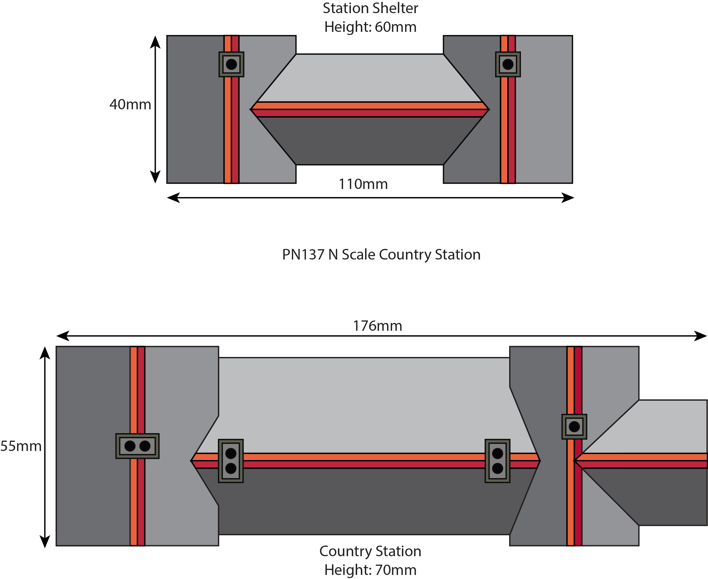 Metcalfe PN137 Country Station model N cihla