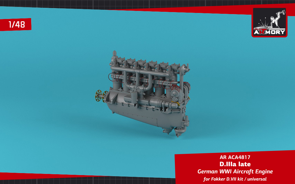 Armory Models 1/48 German WWI Aircraft Engine D.IIIa resinový motor