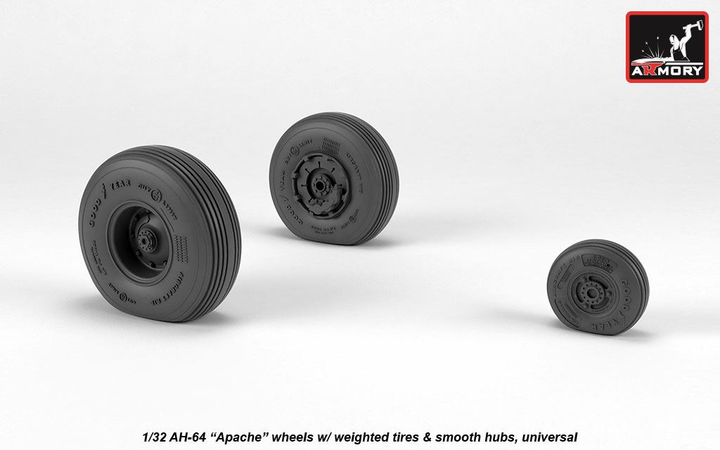Armory Models AH-64 Apache resinová kola 1/32 zatížená