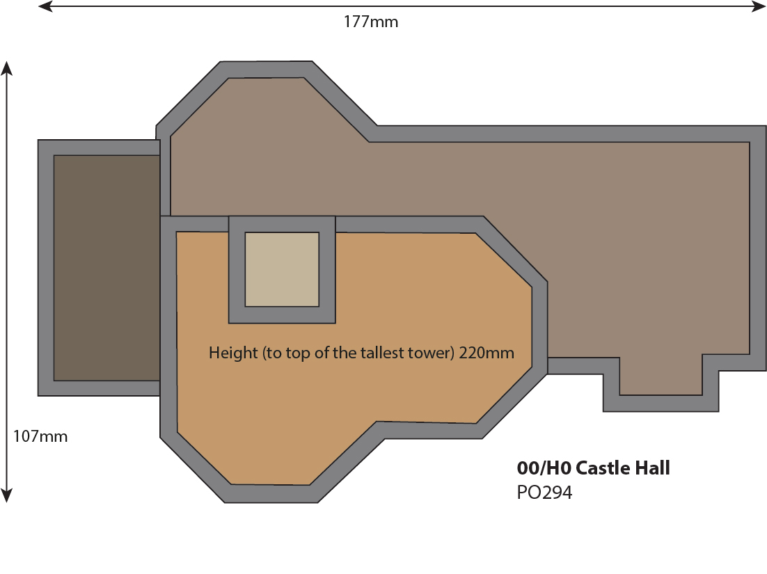 Metcalfe PO294 Castle Hall papírový model 00/H0