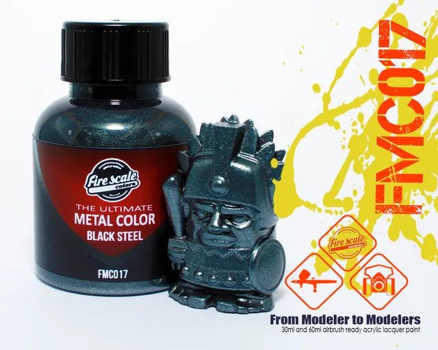 Fire Scale Modeler Black Steel modelářská barva 30 ml metalíza