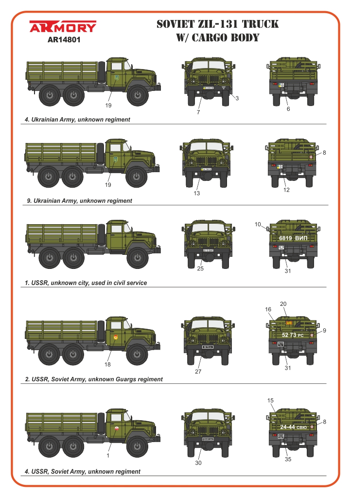 Armory Models ZiL-131 1/144 sovětský nákladní vůz