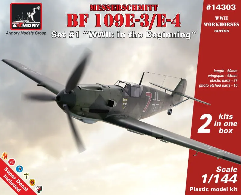 Armory Models Messerschmitt Bf 109E 1/144 obtisky WWII Beginning
