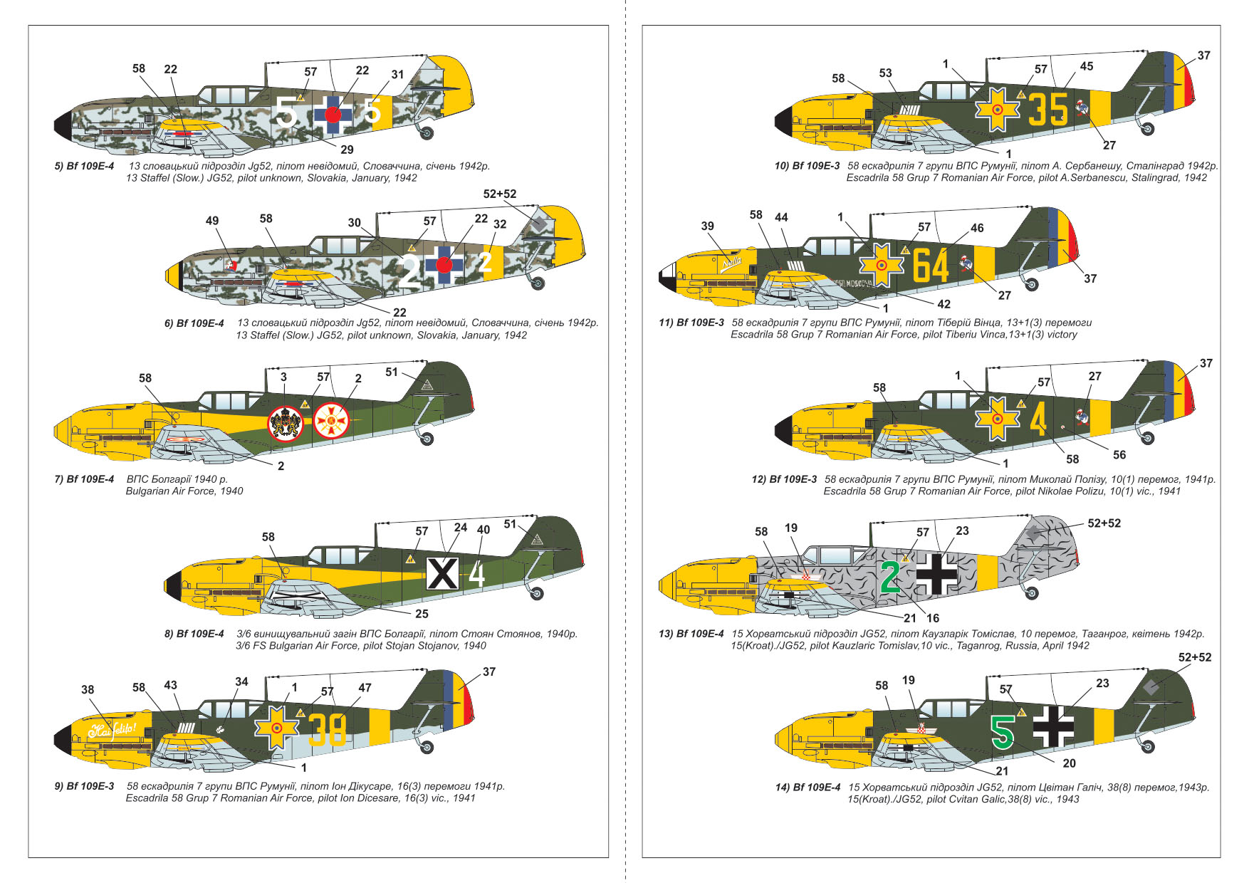 Armory Models Bf 109E Foreign Service Aces obtisky 1/144 2. díl