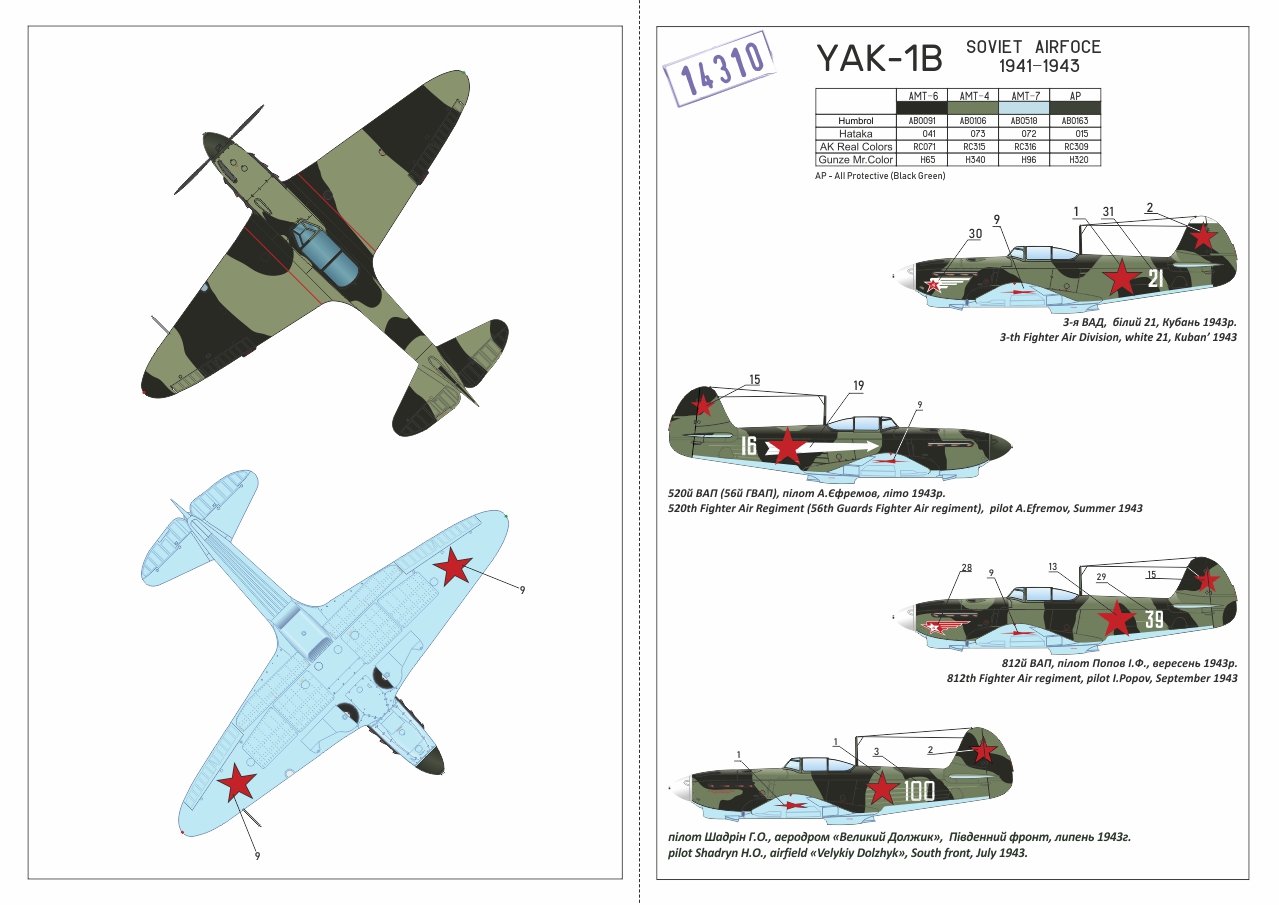 Armory Models Jak-1b model 1/144 zeleno-černá kamufláž