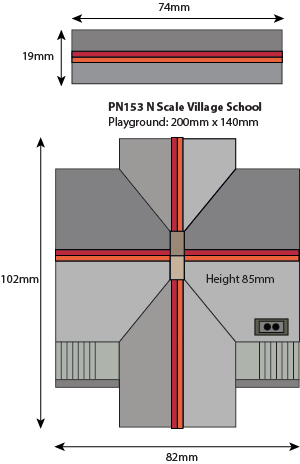 Metcalfe PN153 vesnická škola papírová stavebnice N s hřištěm