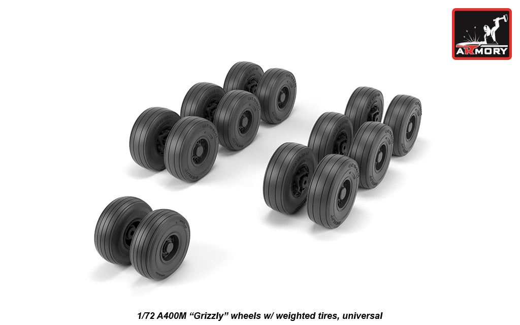 Armory Models A400M Grizzly 1/72 resinová kola zatížená