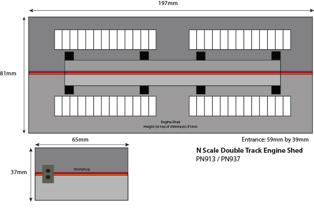 Metcalfe PN913 Double Track Engine Shed model remízy N