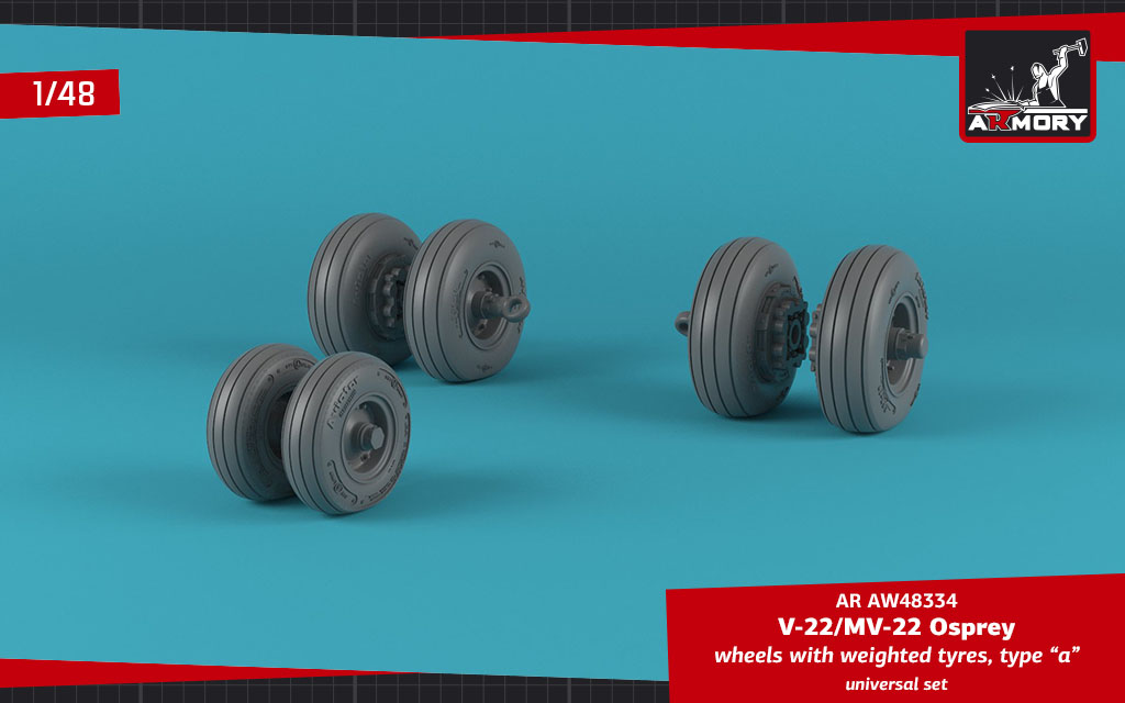 Armory Models V-22/MV-22 Osprey resinová kola 1/48 typ A