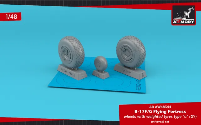 Armory Models B-17F/G 1/48 resinová kola zatížená typ A