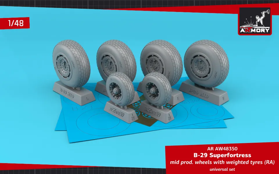 Armory Models B-29 Superfortress Mid Production resinová kola 1/48