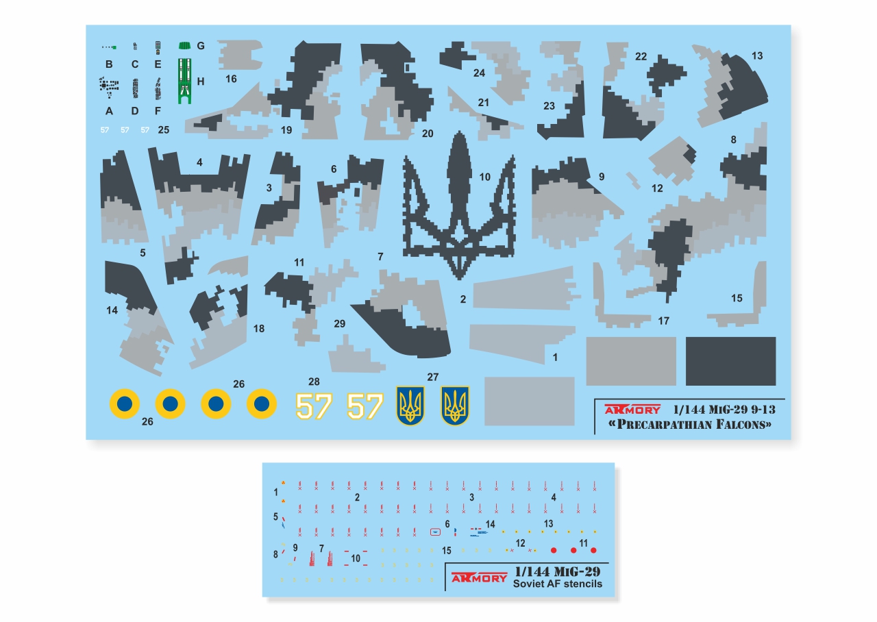 Armory Models MiG-29 1/144 obtisky Precarpathian Falcons