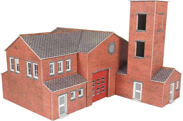Metcalfe PO289 požární stanice papírový model 00/H0