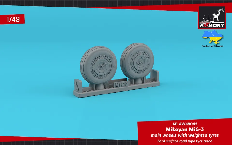 Armory Models MiG-3 hlavní kola 1/48 silniční dezén