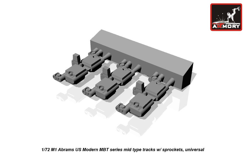 Armory Models M1 Abrams pásy 1/72 střední typ s koly