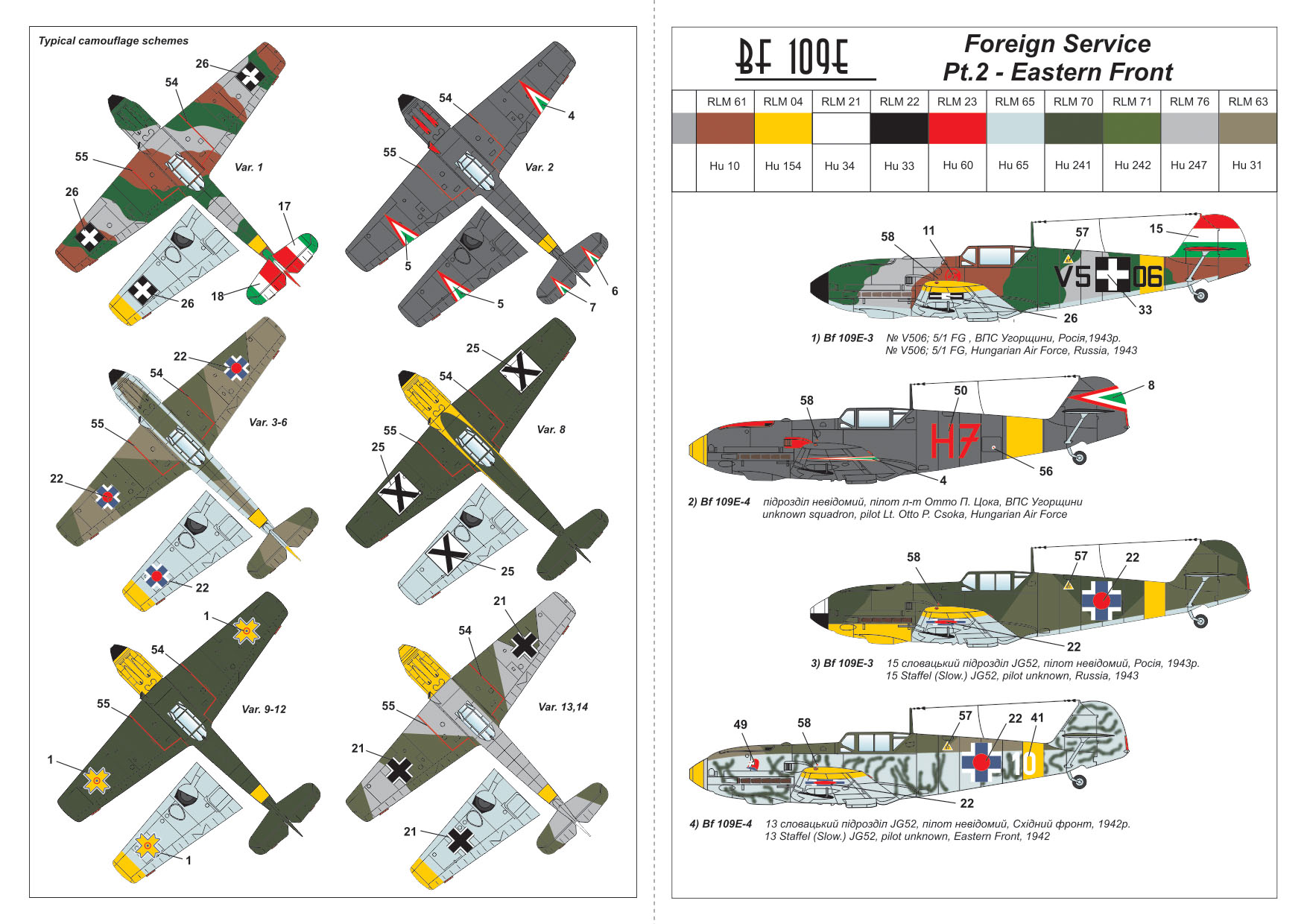 Armory Models Bf 109E Foreign Service Aces obtisky 1/144 2. díl